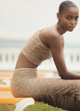 Костюм zara со стразами юбка и топ