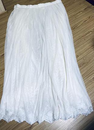 Тюль бамбук с вышивкой по низу