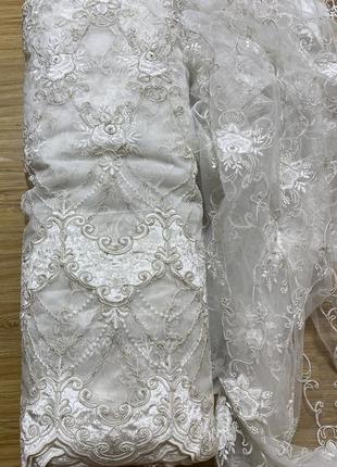 Тюль 3 d рози в стрази основа бамбук