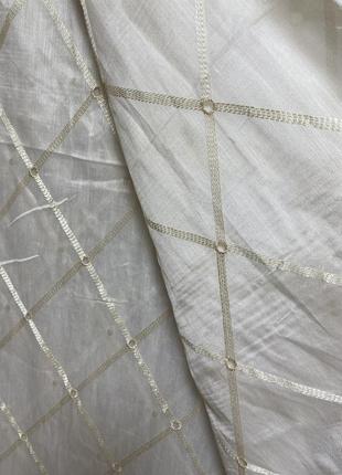 Тюль лен с вышивкой гладью