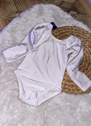 Купальник для танців білий біфлекс тріко для танців дитяче 98-158 розміри