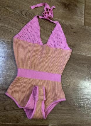 Боді трикотажний в рубчик по фігурі м’яка чашка через шию 🔥🔥🔥zara