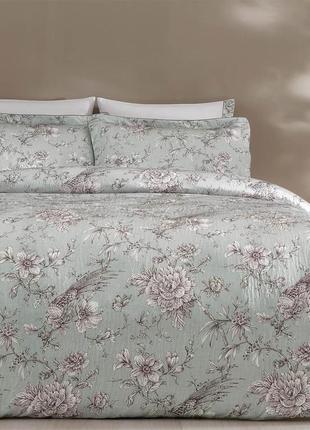 Постільна білизна tivolyo home alessa gri делюксатин + стиснутий шовк евро