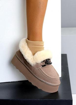 Угги лоферы замш женские