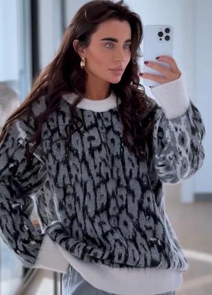 100%предоплата, под заказ, светр жіночий оверсайз подовжений, брендовий, сірий