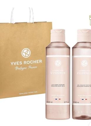 Набор yves rocher comme une évidence: парфюмированный гель для душа и молочко для тела