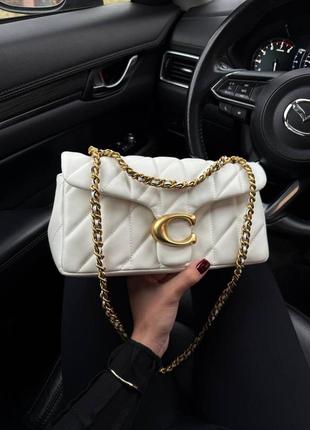 Кожаная белая сумка коач coach