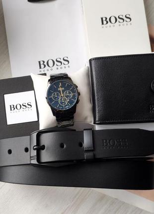 Мужской подарочный набор hugo boss часы, ремень и кошелек 49610