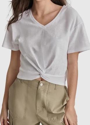 Футболка dkny jeans бiла вкорочена