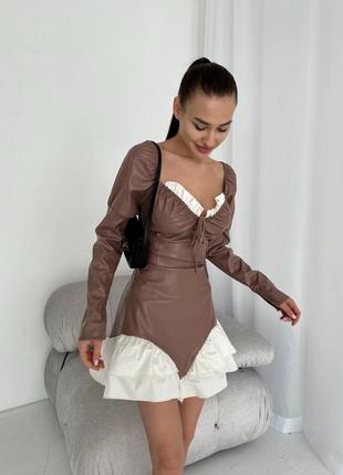 Стильное платье из экокожи2 фото