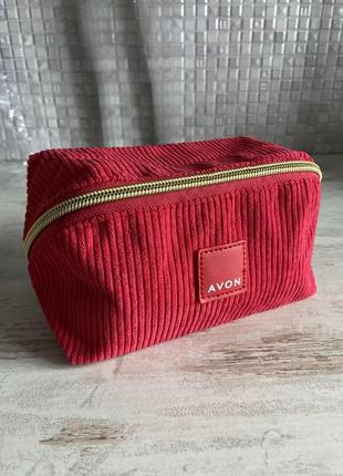 Новое большое вместительное вельветовое косметичка avon на подарок