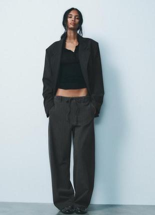 Полосатые фланелевые брюки со шнурками