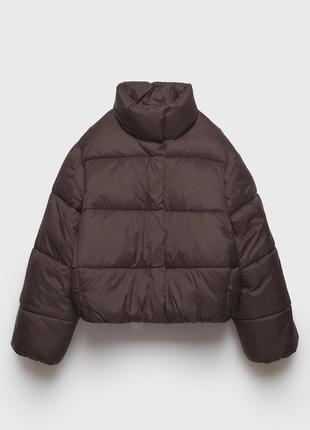 Пуффер zara, куртка шоколад, тренд, еко пуховик дутик