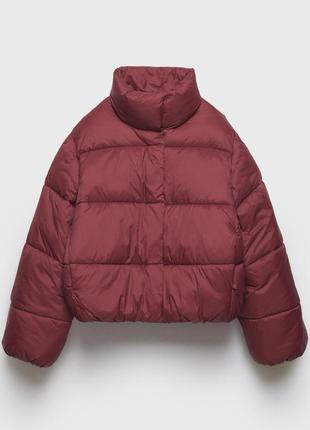 Порулярна куртка zara бордо, тренд, 2025, дутик, еко пуховик