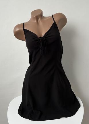 🔥знижка до 26.10🔥сукня міні на бретелях зав’язках з віскози чорний сарафан з віскози h&m