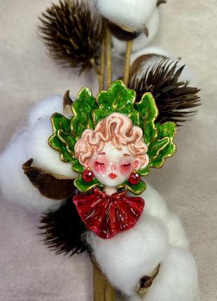 Авторская брошка ручной работы - «пани-бурок»