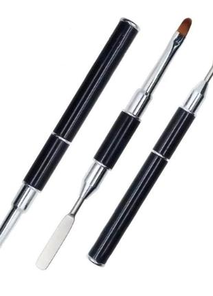 Кисть 2в1 двусторонняя кисть + шпатель для работы с полигелем