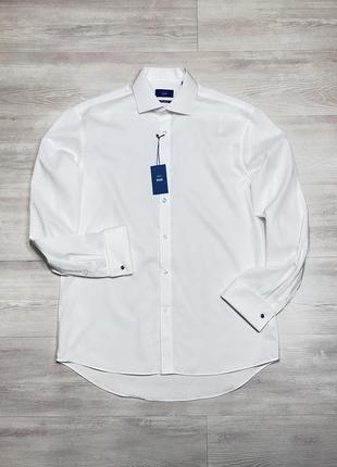 Premium moss london брендовая белая мужская рубашка под запонки оригинал