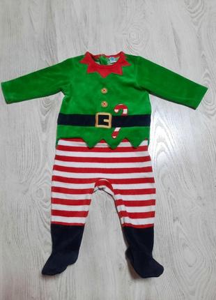Новорічний ельф чоловічок комбез боді чоловічок 9-12 міс. baby