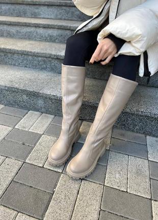 Сапоги трубы беж на байке деми