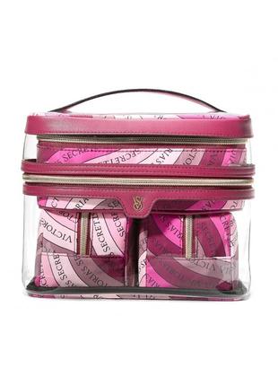 Косметичка 4-в-1 victoria's secret beauty bag, pink swirl