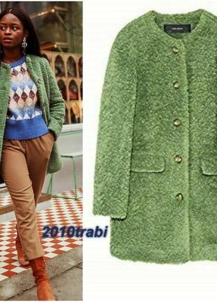 Крута шуба шубка хутряне пальто тедді зеленого кольору хіт блогерів zara2 фото