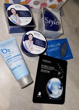 Подарочный набор 5в1 патчи под глаза+ расческа для волос tangle teezer+ гель для лица+ гелевые патчи+ маска для лица