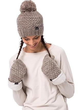 Зимняя вязанная шапка бини с помпоном jack wolfskin р. m-l