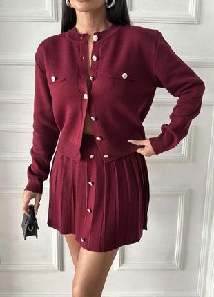 Костюм жіночий стильний кардиган+ спідниця пліссе