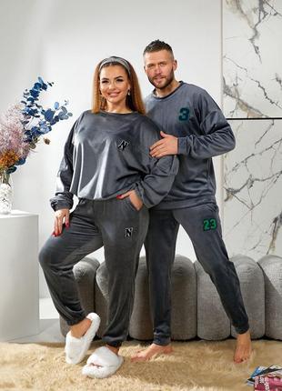 Теплая пижама велюр на плюшевой основе