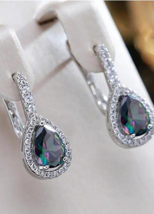 Сережки срібло оригінальні вишукані стильні з фіанітами silver ♥️