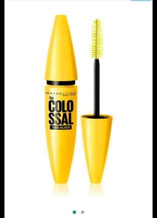 Тушь для ресниц maybelline new york volum express colossal 100% black объемная, черная - 10.7 ml