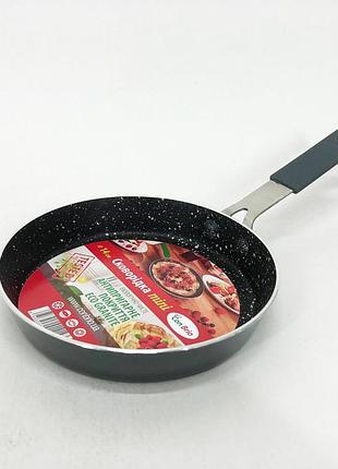 Антипригарна сковорода con brio cb-1414, 14см, міні, eco granite, сковорода для дому. колір: сірий