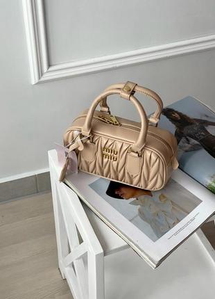 Женская сумка miu miu arcadie matelassé nappa leather bag premium