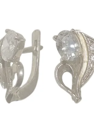 Серьги тюльпан из серебра с фианитами сс 417