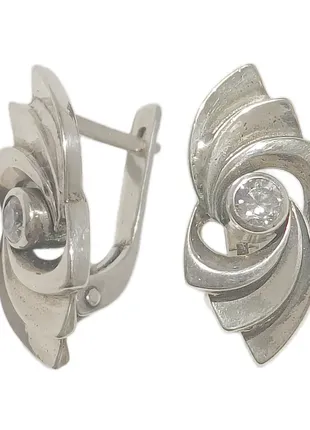 Срібні сережки віраж з фіанітом 7162а