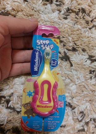 Дитяча м'яка зубна щітка "step1", 0-2 роки, рожево-жовта