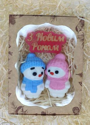 Новорічний набір мила | сніговики з новим роком | мило ручної роботи
