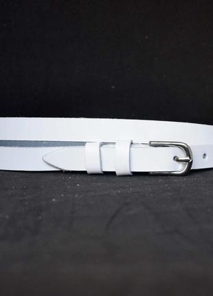 Тонкий белый кожаный женский ремень с серебряной пряжкой из натуральной кожи на талию3 фото