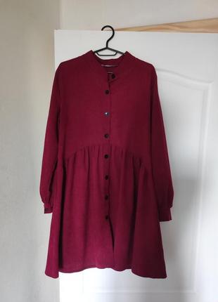 Вельветова бордова сукня оверсайз
