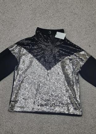 Стильный свитшот зеркальные пайетки свитер свитерок 2- нить петля 140- 146 см