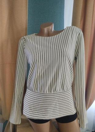 Кофта блуза женская в полоска белая черная длинный рукав