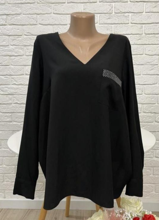 Нарядная блузка блуза черная длинная рукав р 52 бренд "drothy perkins"