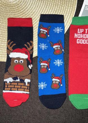 Носки коттоновые с новогодними принтами/на размер: 27/30