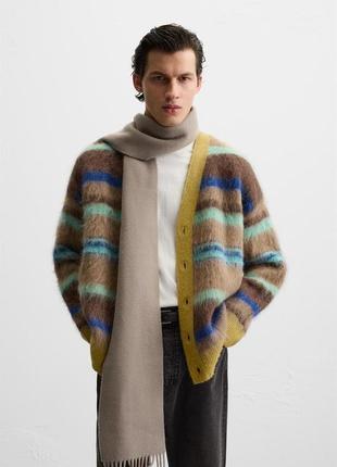 Кардиган смугастий чоловічий мʼякий альпака zara new