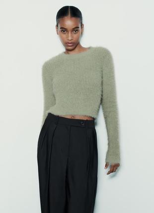 Пухнастий светр травка zara