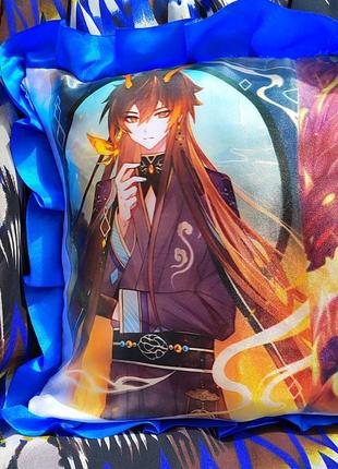 Подушка аниме подушка геншин импакт чжун ли zhongli genshin impact