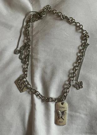 Цепочка на шею, подвеска с бабочками