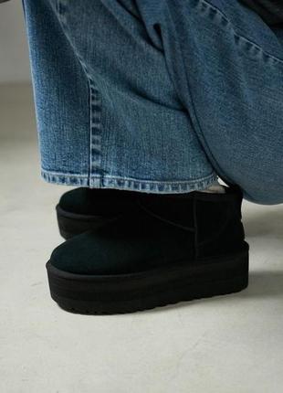 Ugg ultra Calfskin platform black 5 см