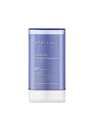 Сонцезахисний стік mary&may vegan peptide bakuchiol spf50+ pa++++ з пептидами та бакучіолом